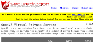 便宜vps: securedragon/7.49刀/年/OpenVZ/64M/3GB/250GB 8个机房