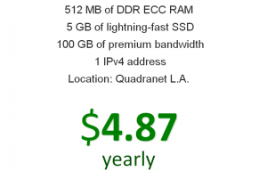 便宜vps: XVMLabs/4.98刀/年/OpenVZ/512M/5GB/100GB 4IP 洛杉矶